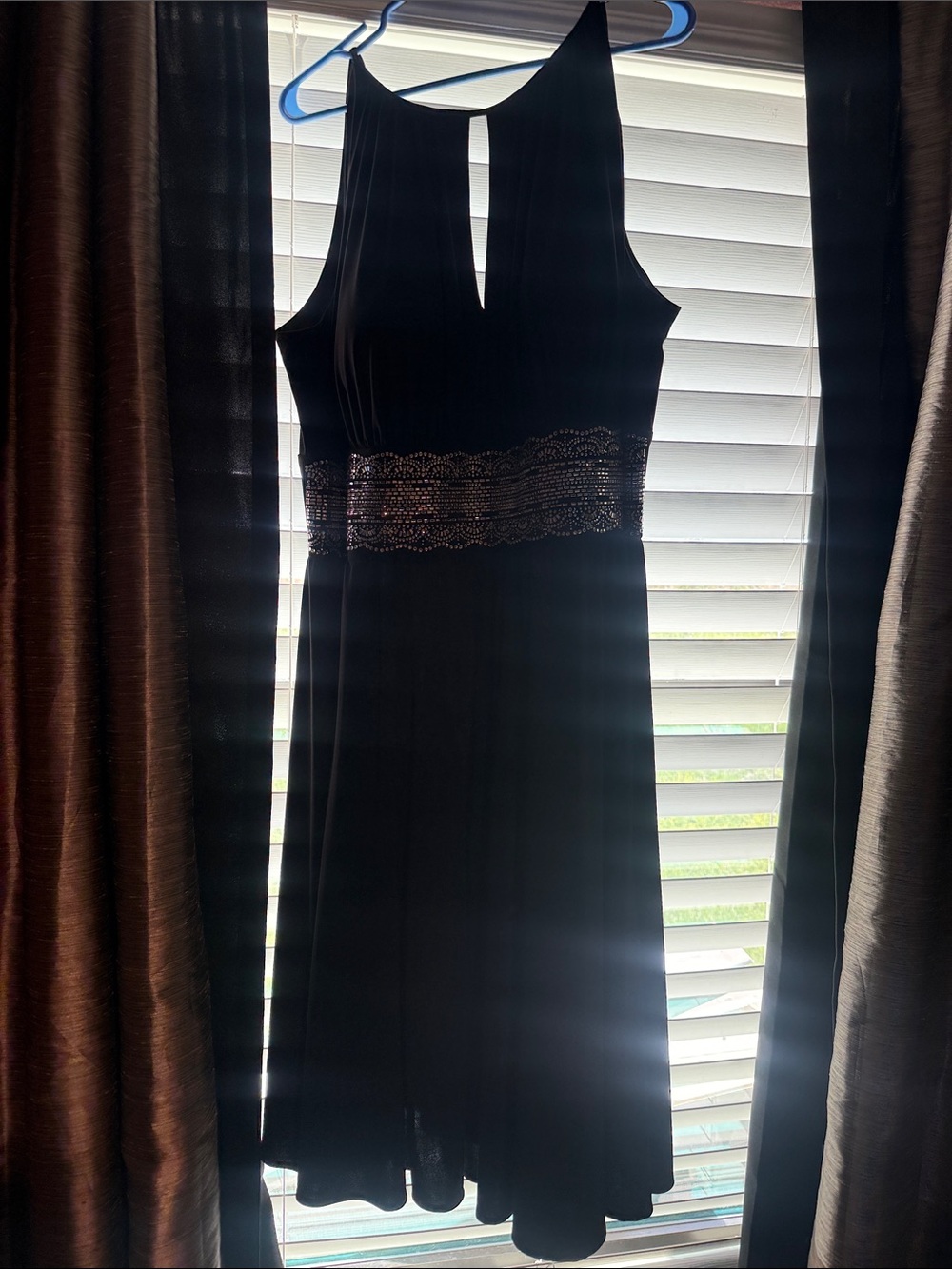 R&M Richards Black Midi Dress with Lace Waist